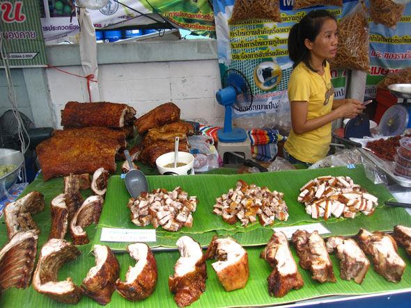 Counter of Fried Pork fried pork Food Porn: An Assortment of Fried Pig Parts